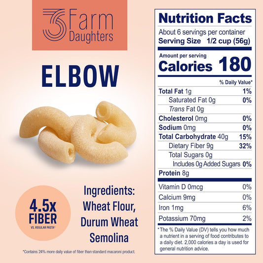 High Fiber Elbow – Gut-Friendly, Prebiotic Pasta – Ideal for Mac & Cheese or Family Dinners – (4 or 8 Pack)