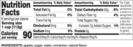 Cinnamon Apple Sauce Cups – Spiced Snack – (6 Pack)