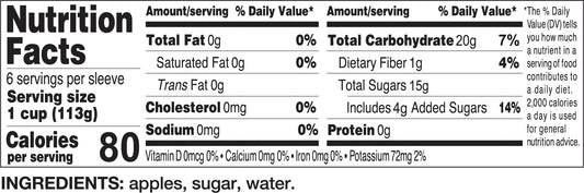 Original Apple Sauce Cups – Traditional Snack – (6 Pack)