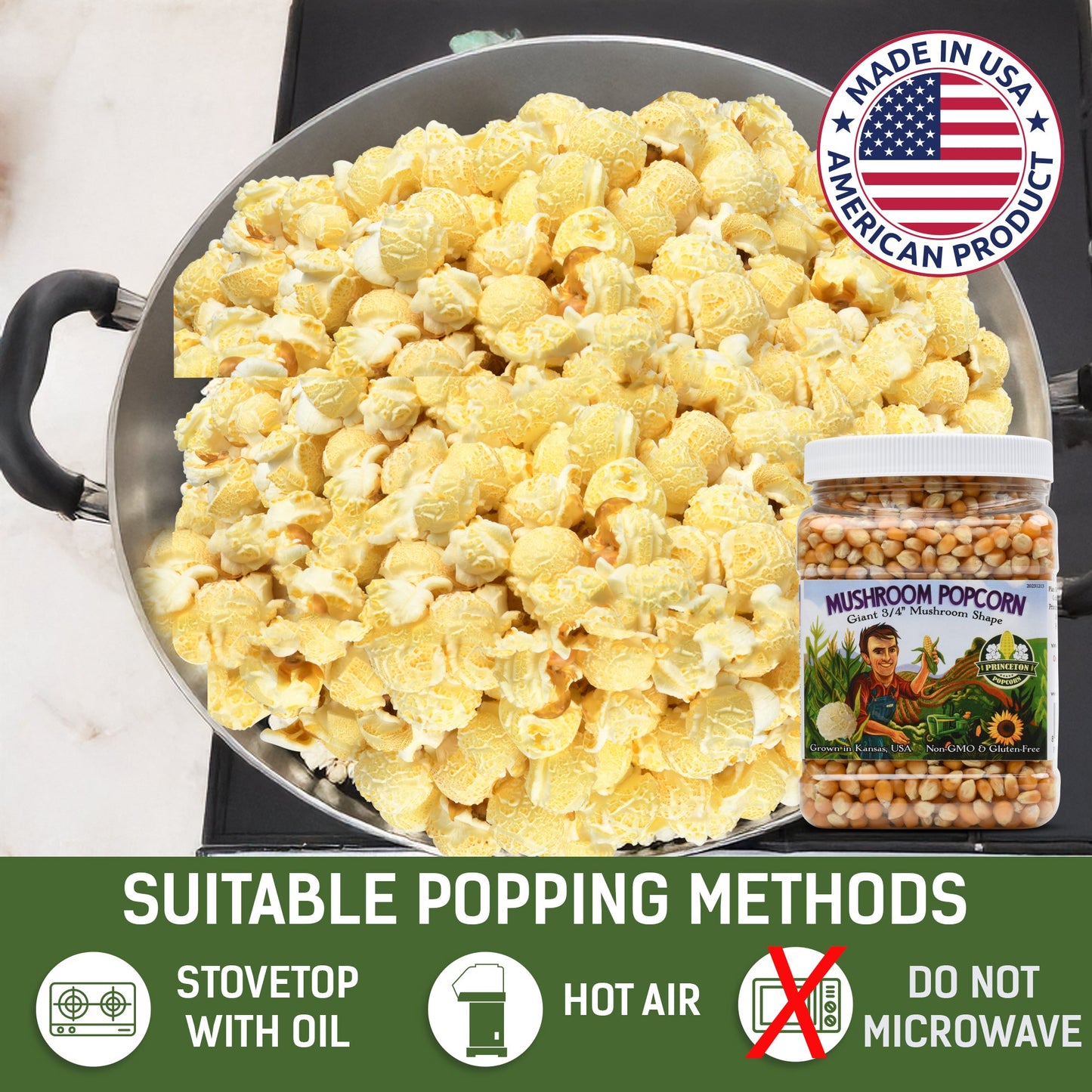 Mushroom Popcorn Kernel 10lb Combo (8lb Bag + 2lb Tub)