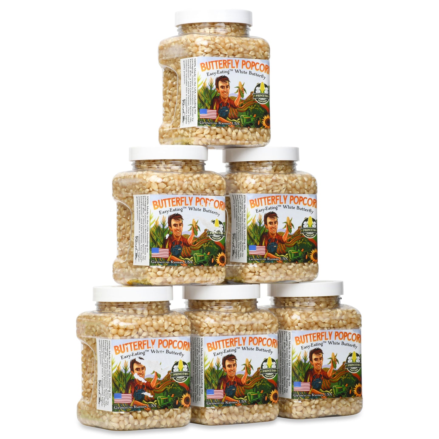 Six Pack of 1lb Tubs White Butterfly Popcorn Kernels