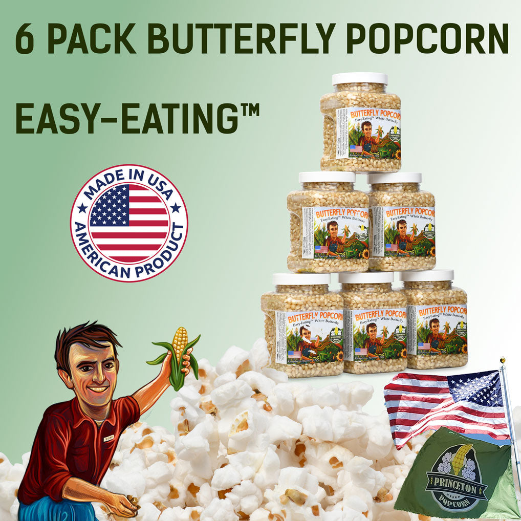 Six Pack of 1lb Tubs White Butterfly Popcorn Kernels