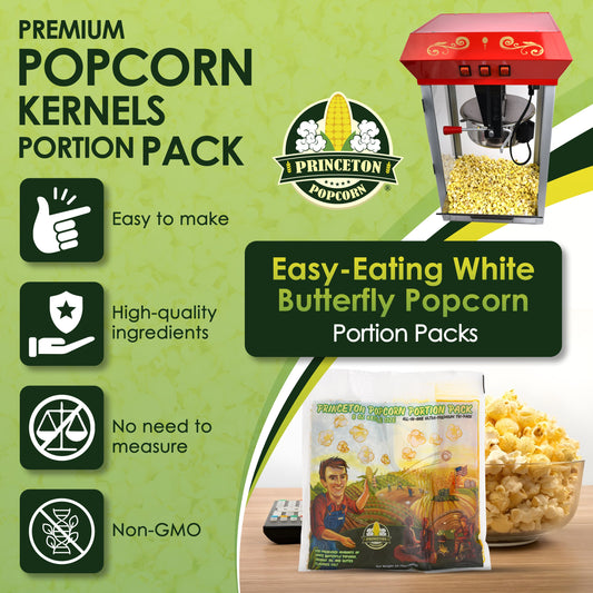 Popcorn Machine Portion Packets – Farmer Direct Non-GMO Kernels with Coconut Oil & Salt – (Portion Packs)