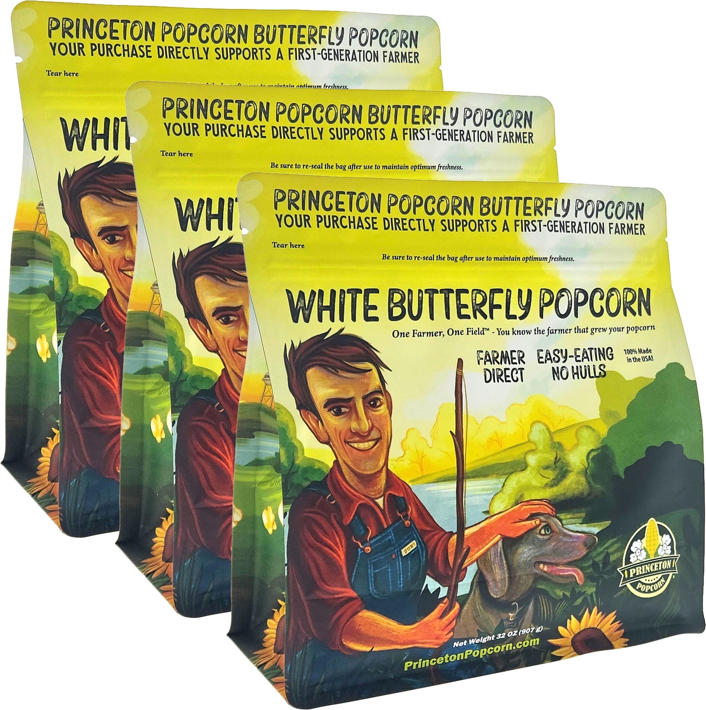 6lbs (Pack of 3 2lb) Bag Princeton Popcorn Baby White Popcorn Kernels