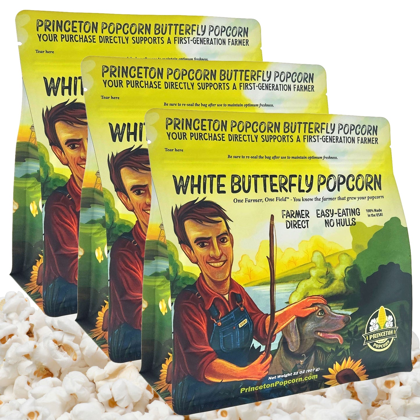 6lbs (Pack of 3 2lb) Bag Princeton Popcorn Baby White Popcorn Kernels