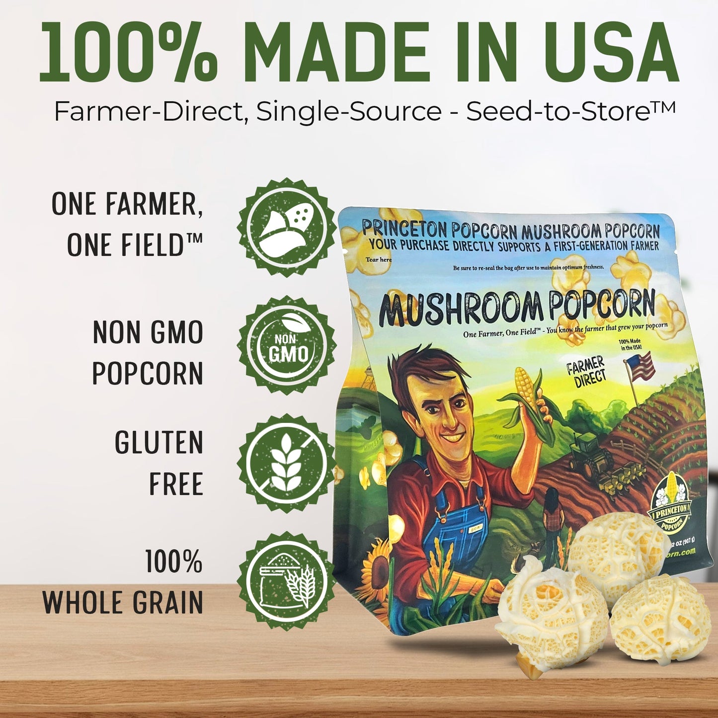 6lbs (Pack of 3 2lb) Mushroom Popcorn Kernels
