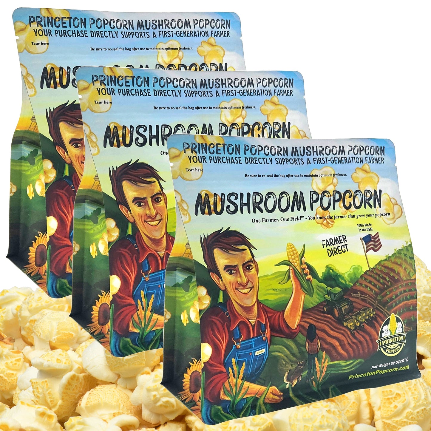 6lbs (Pack of 3 2lb) Mushroom Popcorn Kernels