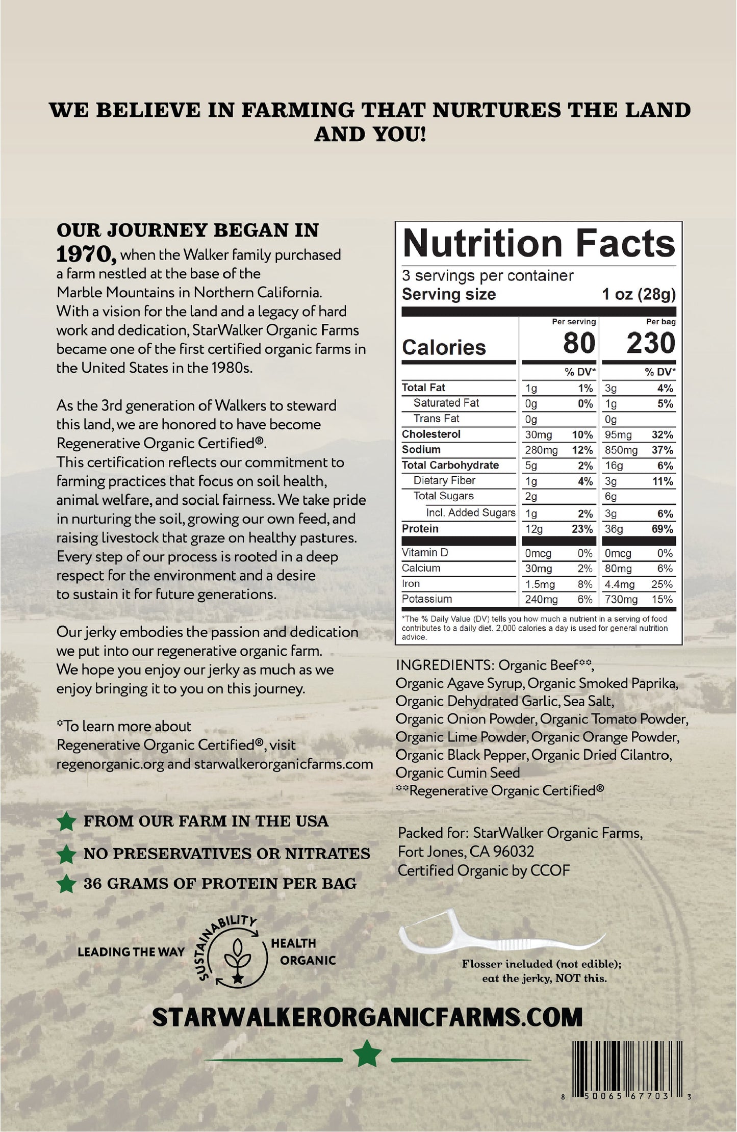 Carne Asada Beef Jerky – Regenerative Organic Certified® – Bold, Seasoned Grass-Fed Beef Snack