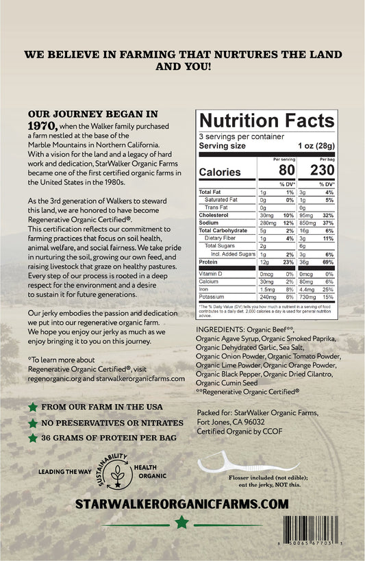 Carne Asada Beef Jerky – Regenerative Organic Certified® – Bold, Seasoned Grass-Fed Beef Snack