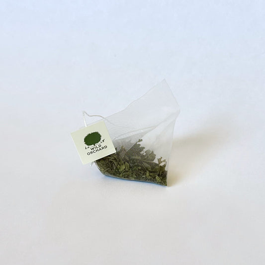 Everyday Green Tea Bags by Wild Orchard Tea, image of biodegradable tea bag