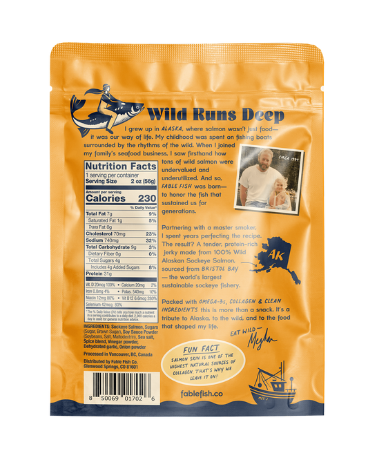 Wild-Caught Teriyaki Salmon Jerky – Alderwood Smoked with Ginger & Garlic, Protein-Rich