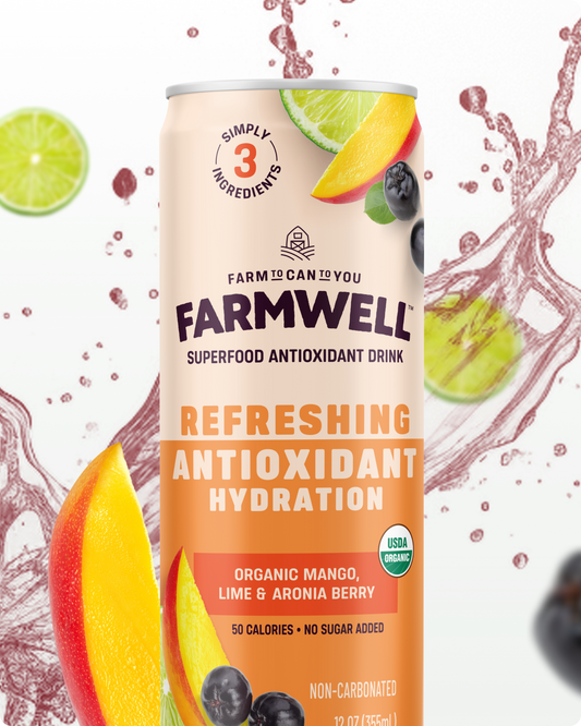 Organic Mango Lime Aronia Drink – Antioxidant-Rich, Light & Refreshing Hydration – 12 Cans