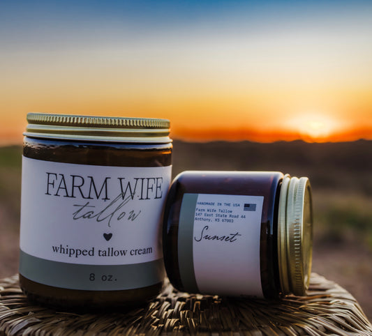 Warm Floral Whipped Tallow Cream Sunset Blend – Pasture Raised Beef Tallow – Restorative Evening Moisturizer for Soft Skin – 4 oz / 8 oz