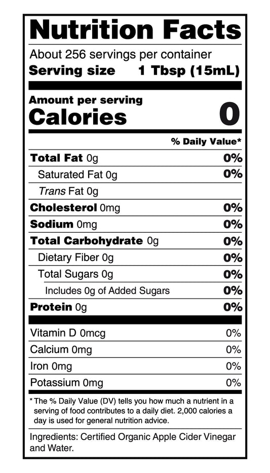 Organic Apple Cider Vinegar – Raw, Unfiltered Wellness Staple – (128 oz Jug)