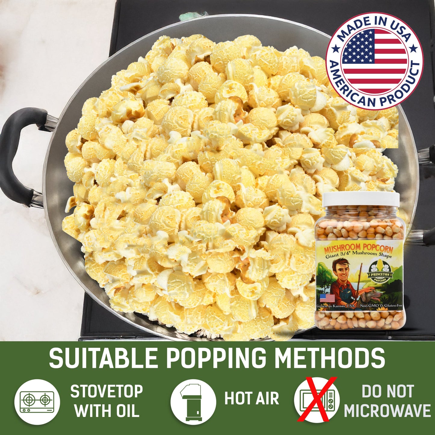 1lb Tub Yellow Mushroom Popcorn Kernels