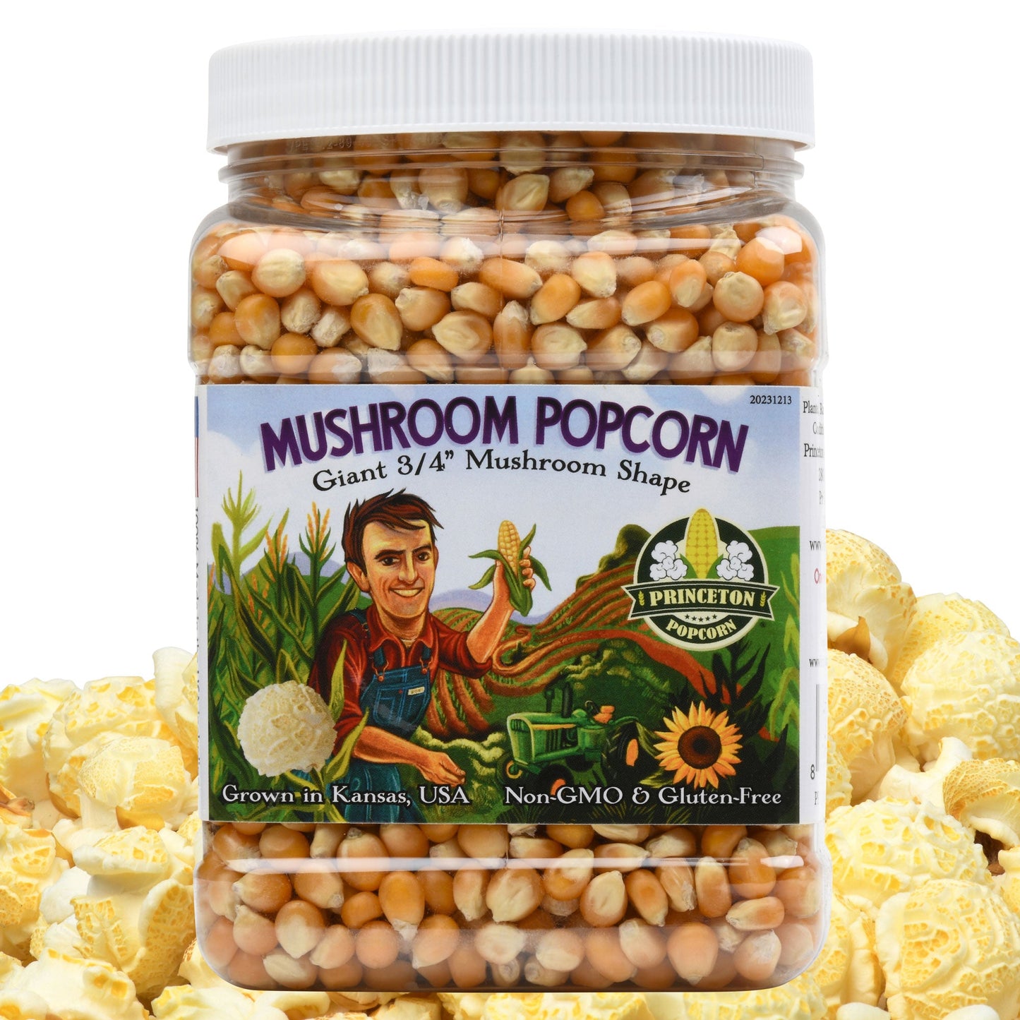 4lbs - Two 2lb Tubs; 1 each White Butterfly Hulless and Yellow Mushroom Popcorn Kernels