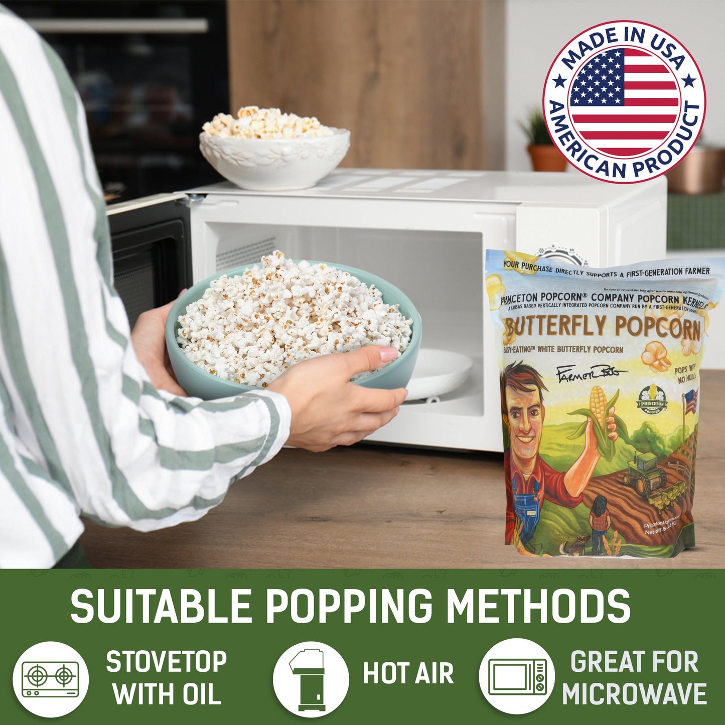 8lb Bag White Butterfly Hulless Popcorn Kernels