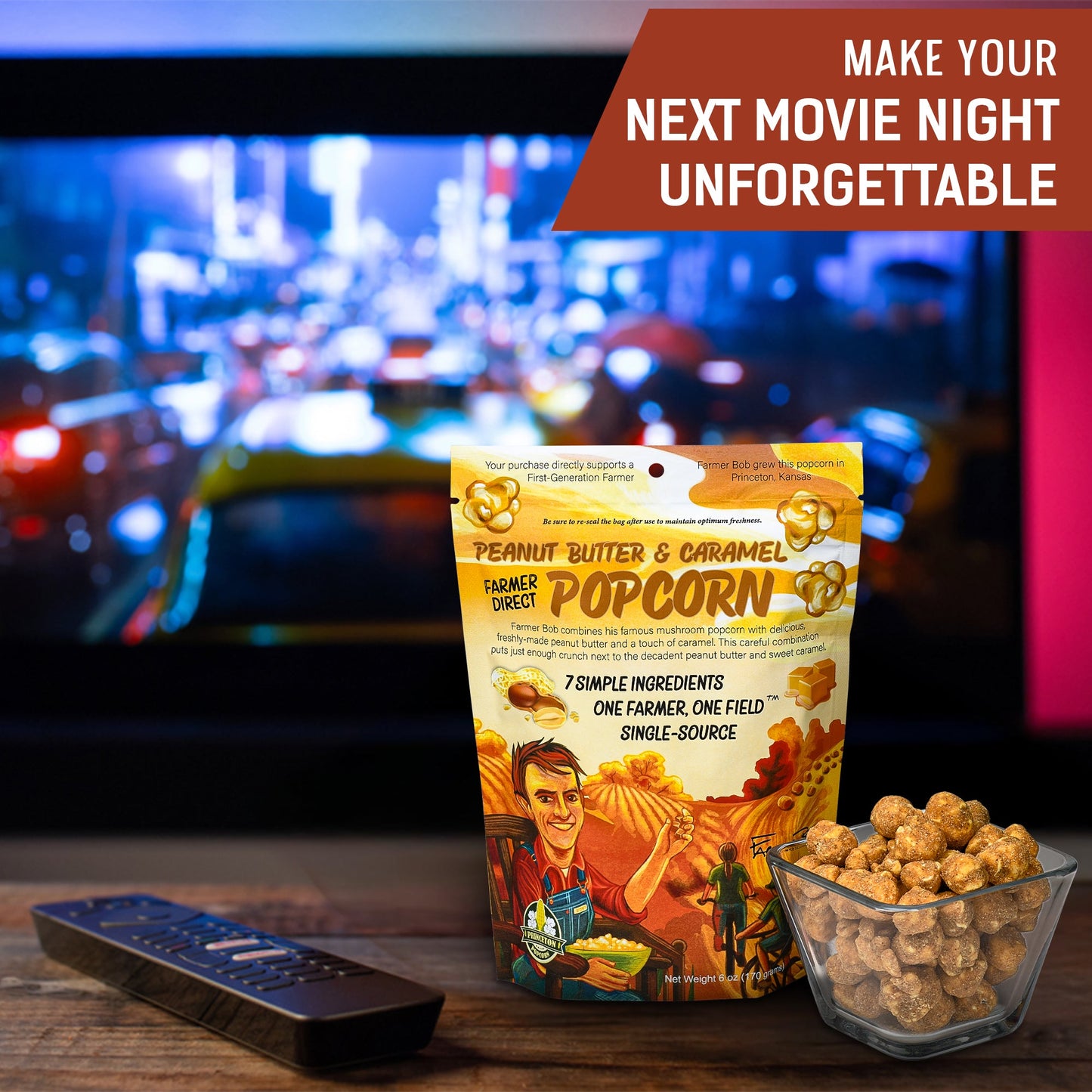 Gourmet Popcorn Bags, Peanut Butter Caramel Corn