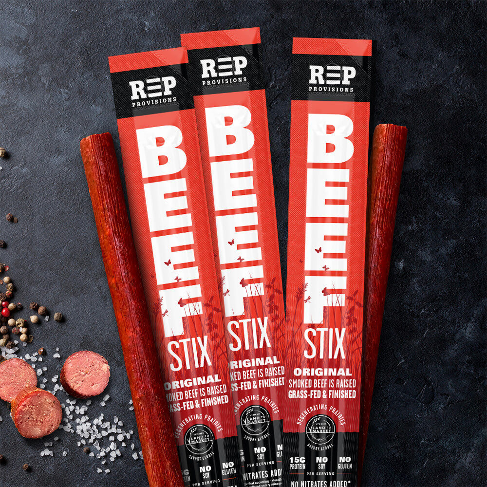 Original Beefstix – Grass-Fed Regenerative Snack – 15g Protein, No Added Sugar – (12 Pack)