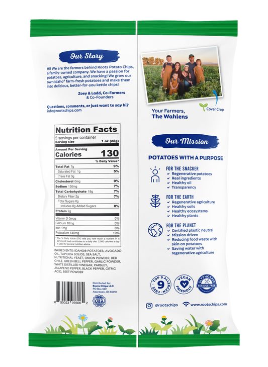 Jalapeño Potato Chips – Spicy, Savory Crunch from Farm-Grown Purple Potatoes – 12 (5 oz) Bags