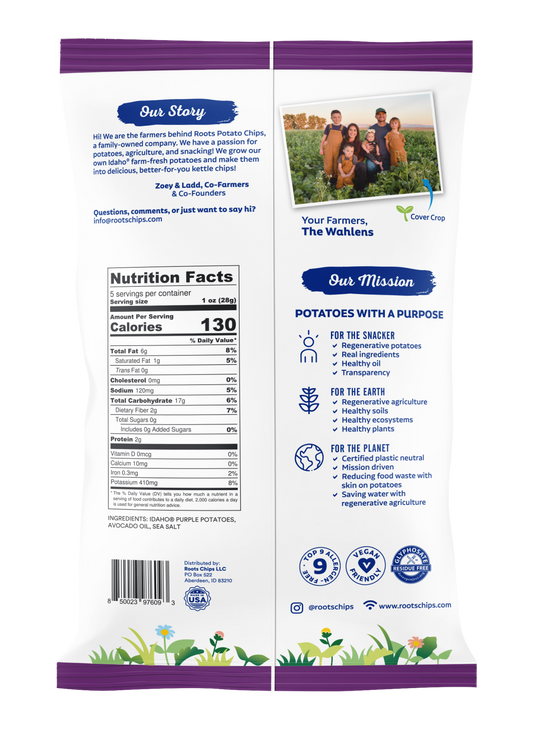 Purple Sea Salt Kettle Cooked Potato Chips – Regenerative Idaho Potatoes – Avocado Oil Crunch – (12 × 5 oz Bags)