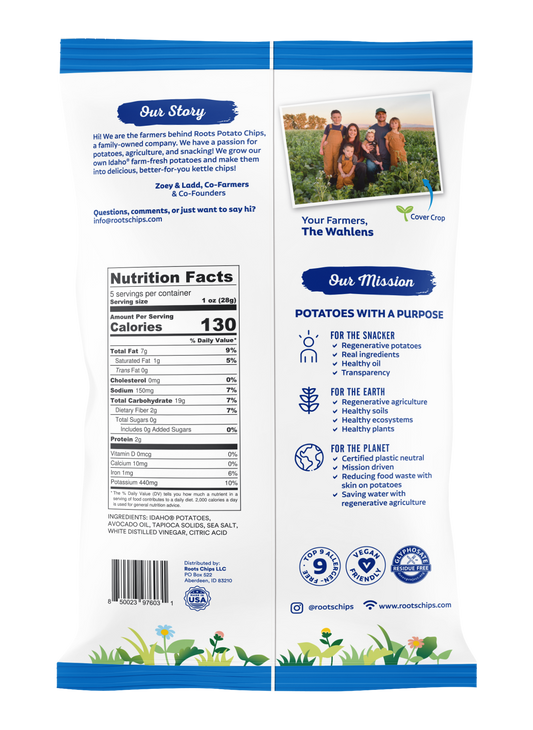 Sea Salt & Vinegar Kettle Cooked Potato Chips – Tangy Bold Flavor – Regenerative Idaho Potatoes – (12 × 5 oz Bags)