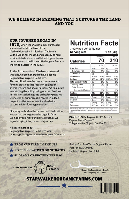 Simply Salt & Pepper Beef Jerky – Regenerative Organic Certified® – Grass-Fed, Clean Ingredients
