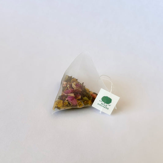 Sweet Sorbet Organic Green Tea Bags by Wild Orchard, image of biodegradable tea bag