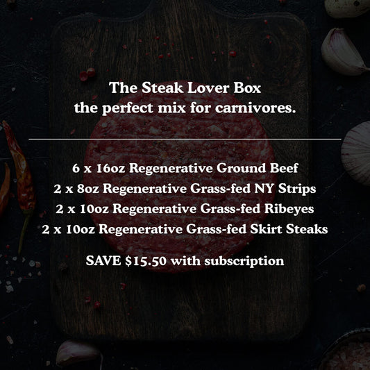 The Steak Lover Box – Grass-Fed Regenerative Steaks – Premium Cuts, Clean Raised – (Box)