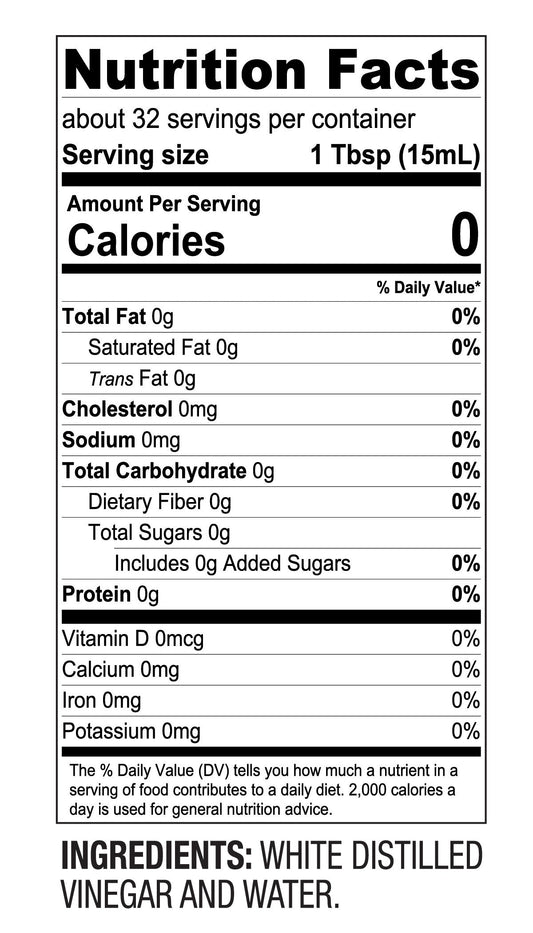 White Distilled Vinegar – Everyday Cooking & Cleaning Essential – (16 oz Bottle)