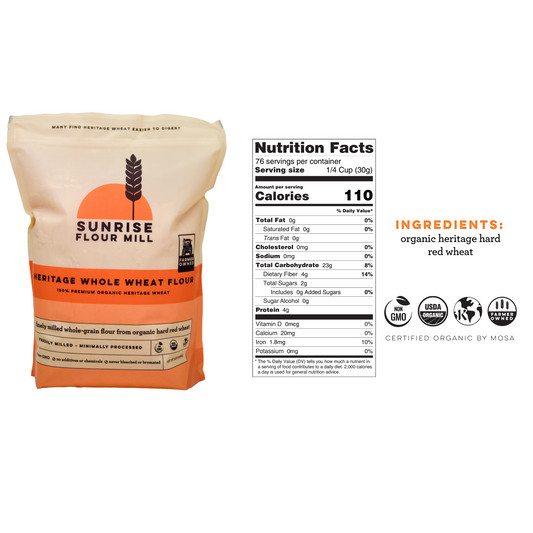 Heritage Flour Trio – Organic, Easy-to-Digest Wheat – All-Purpose, Bread & Whole Wheat Variety Pack – (3 × 5 lb Bags)