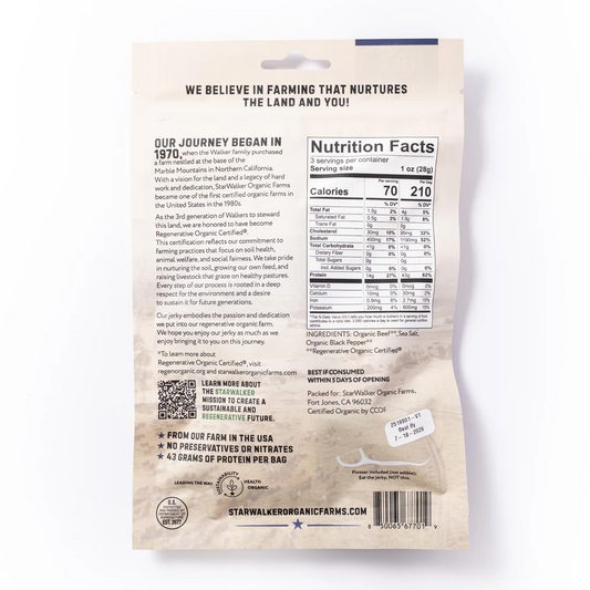 Simply Salt & Pepper Beef Jerky – Regenerative Organic Certified® – Grass-Fed, Clean Ingredients