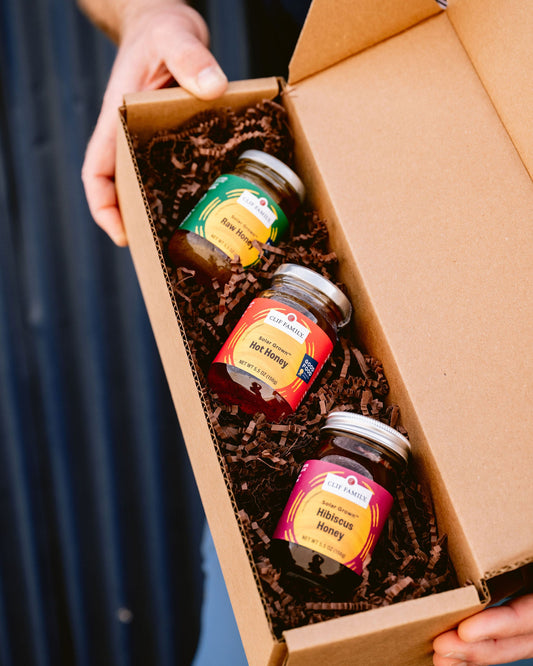 Solar Grown™ Honey Trio – Hibiscus, Hot & Raw Varieties of Sustainable Honey – 3 Pack