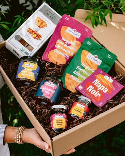 Just Add Cheese Gift Set – Organic Nuts, Marmalade, Pepper Jam & Solar Grown™ Honey – 6 Piece Box