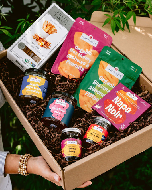 Just Add Cheese Gift Set – Organic Nuts, Marmalade, Pepper Jam & Solar Grown™ Honey – 6 Piece Box