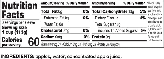 Natural Plus Apple Sauce 6pk Cups