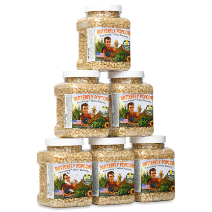 Six Pack of 1lb Tubs White Butterfly Popcorn Kernels
