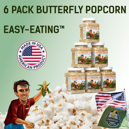 Six Pack of 1lb Tubs White Butterfly Popcorn Kernels