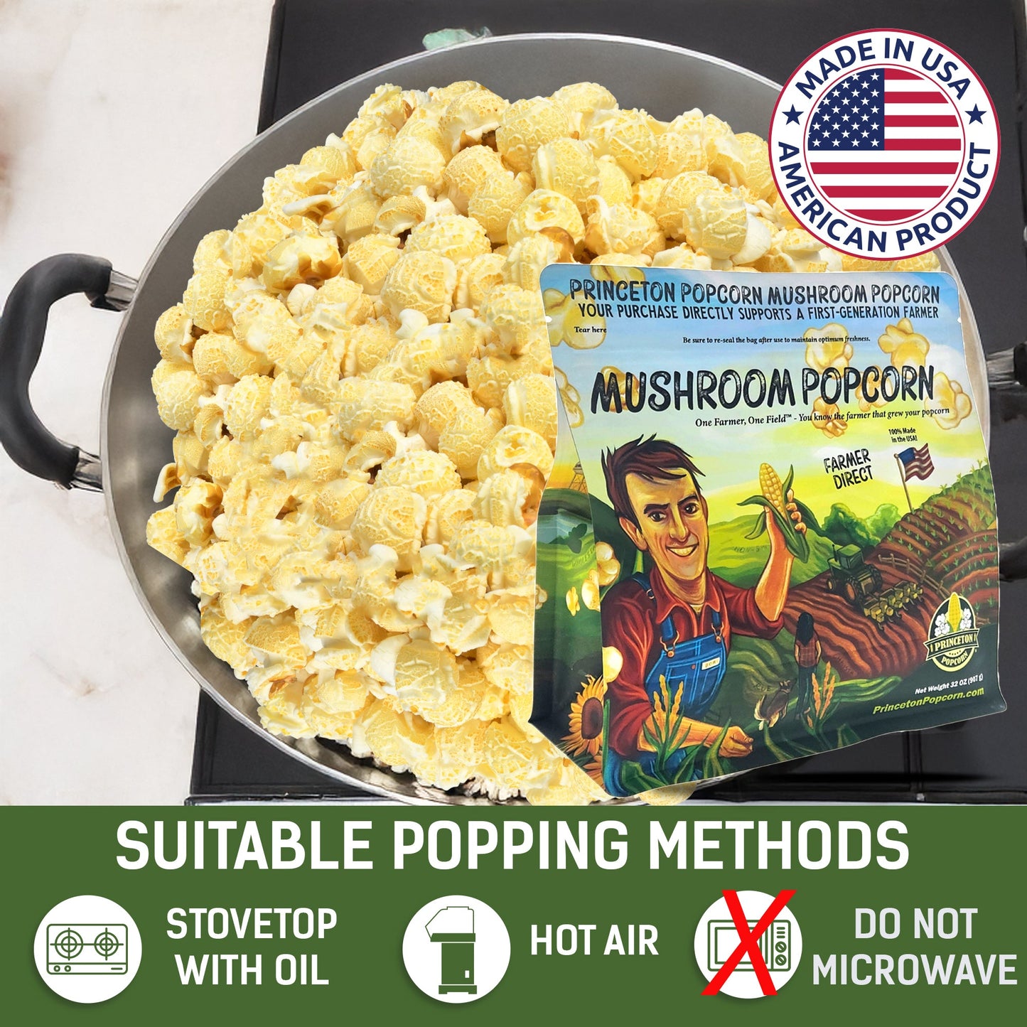 6lbs (Pack of 3 2lb) Mushroom Popcorn Kernels