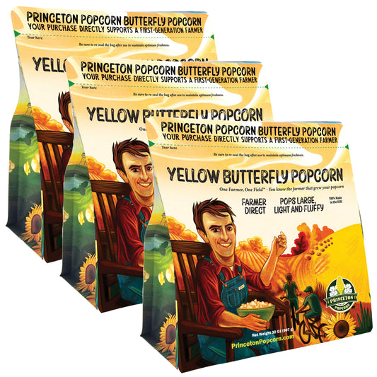 6lbs (Pack of 3 2lb) Princeton Popcorn Large Yellow Popcorn Kernels