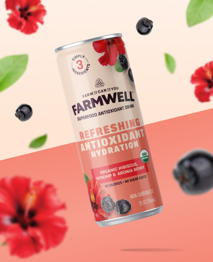 Organic Hibiscus Rosehip Aronia Drink – Antioxidant-Rich, Light Floral Refreshment – 12 Cans