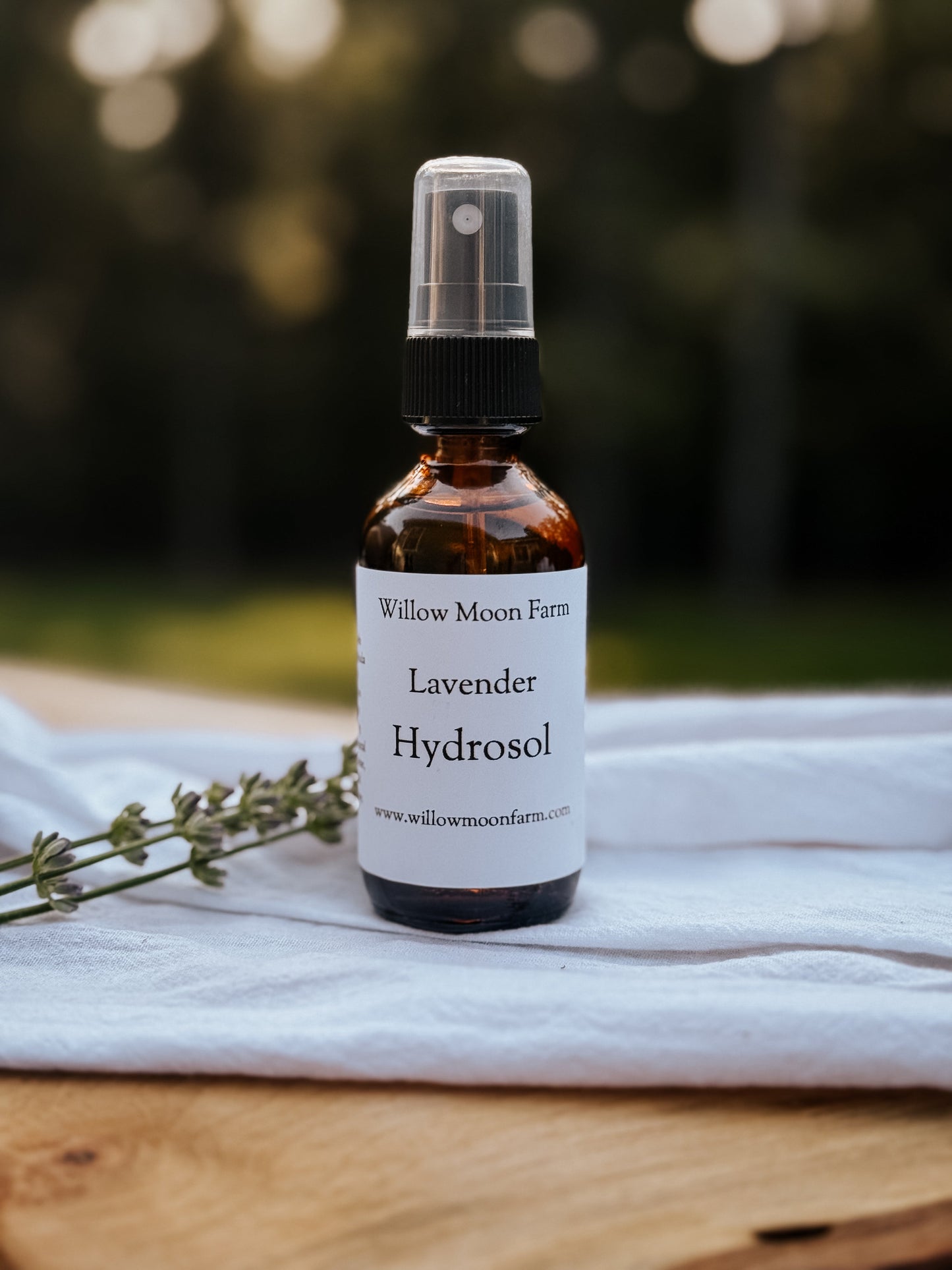 Organic lavender hydrosol distilled from fresh herbs grown on a regenerative farm for natural skincare