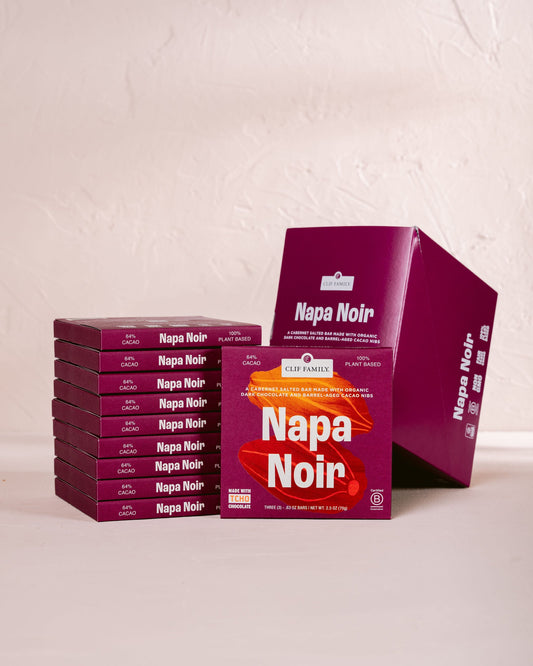 Napa Noir Organic Dark Chocolate Bar – Cabernet Sea Salt & Wine Barrel-Aged Cacao – 64% Cacao, 10 Pack