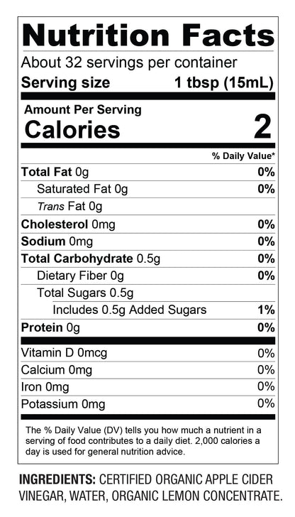 16oz Organic Apple Cider Vinegar with Lemon