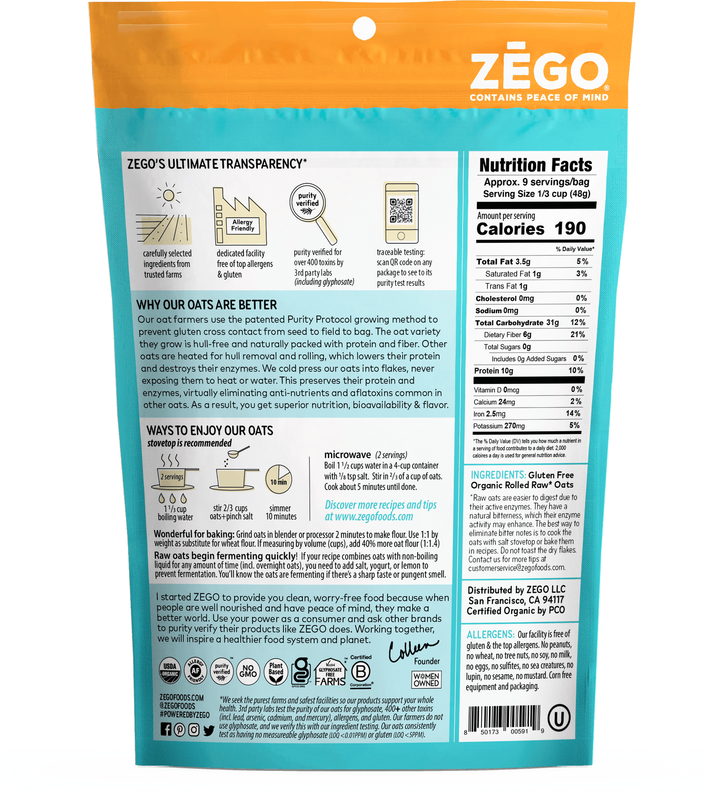 Organic Gluten Free Oats (14oz bag)