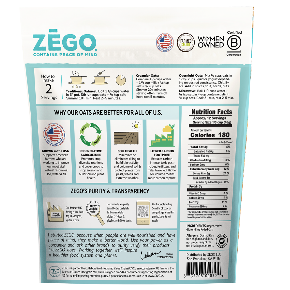 Regenerative Organic Oatmeal - (21 oz.)