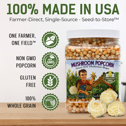 4lbs - Two 2lb Tubs; 1 each White Butterfly Hulless and Yellow Mushroom Popcorn Kernels