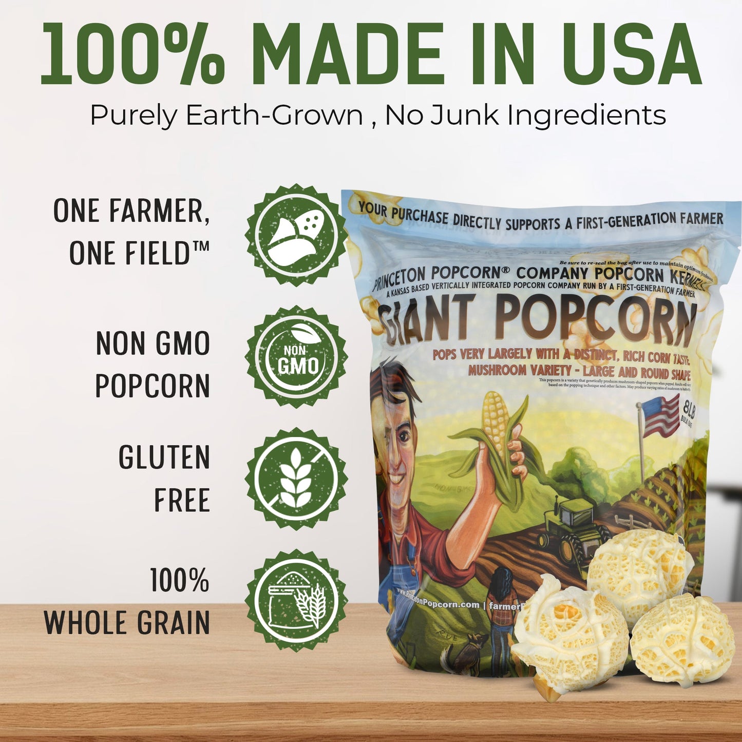 8lb Bag Yellow Mushroom Popcorn Kernels