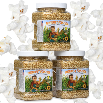 Three Pack of 2lb Tubs White Butterfly Popcorn Kernels