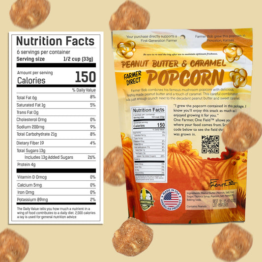 Gourmet Popcorn Bags, Peanut Butter Caramel Corn